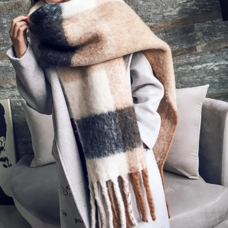 Trendy Oversize Thick And Warm Winter Plaid Scarf