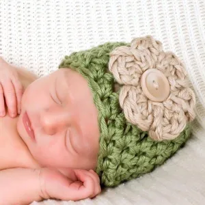 Vintage Green Newborn Beanie Hat