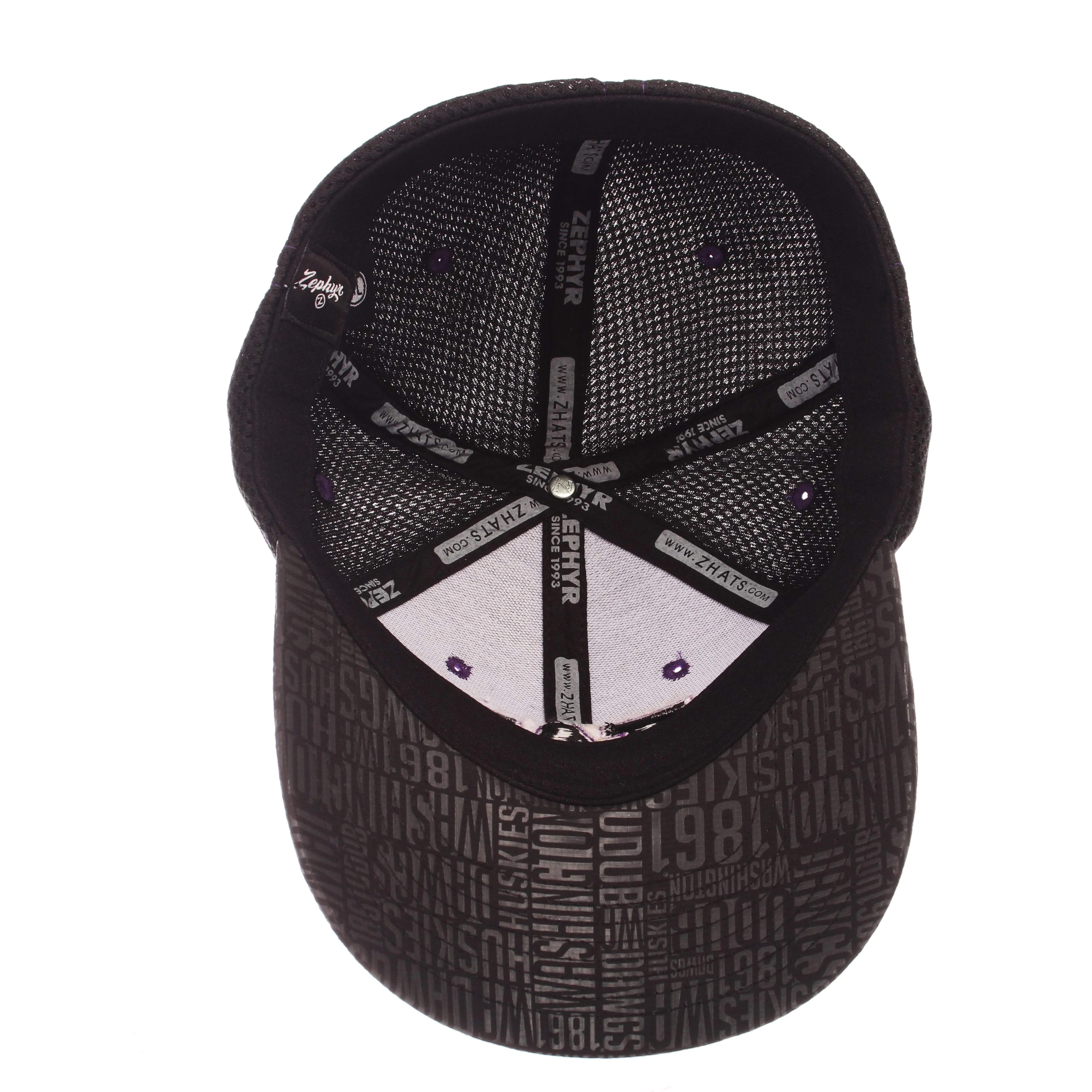 Washington Huskies Zephyr Black "Undertaker" Mesh Stretch Fit Hat Cap (M/L)