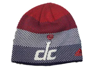 Washington Wizards Adidas Team Color Stripe Pattern Acrylic Knit Beanie Hat Cap