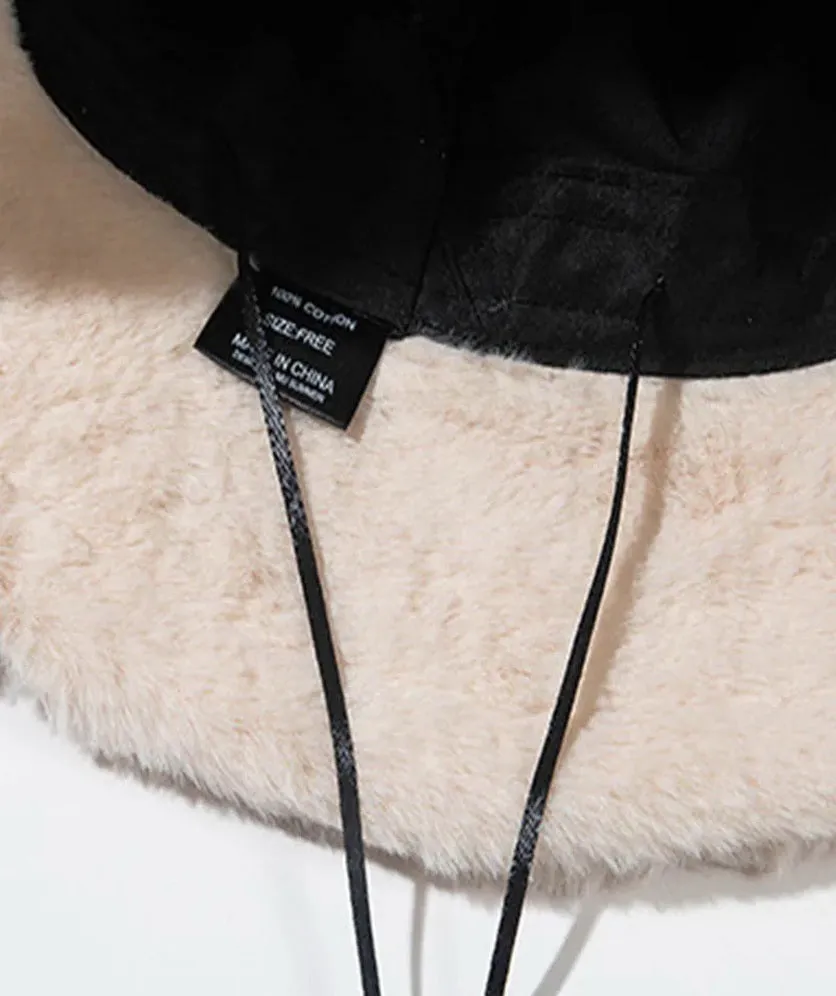 Winter Bucket Hat for Women Faux Fur Furry Hat Fluffy