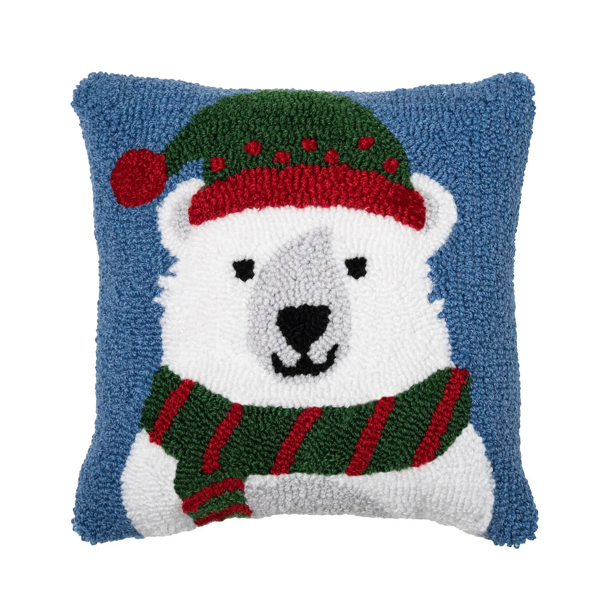 Winter Polar Bear Hooked Mini Pillow