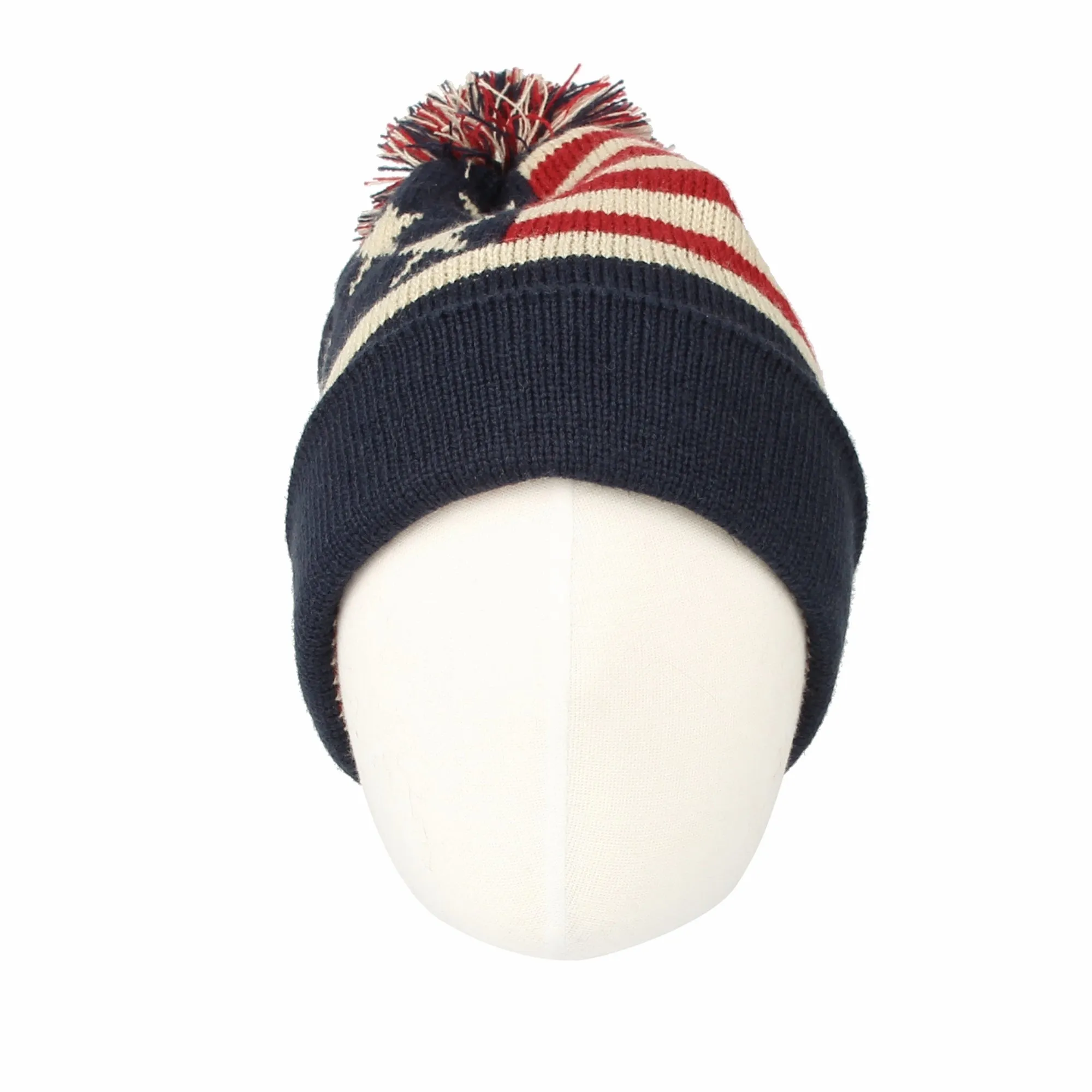 WITHMOONS USA Beanie Hat American Flag Toque Winter Pom Knit Beanies For Men Women JZP0027(Navy) JZP0027