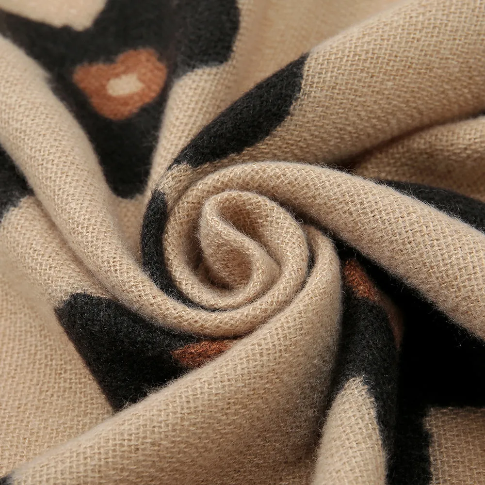 Women's cashmere shawl scarf warm solid color shawl raw edge imitation cashmere flower scarf temperament