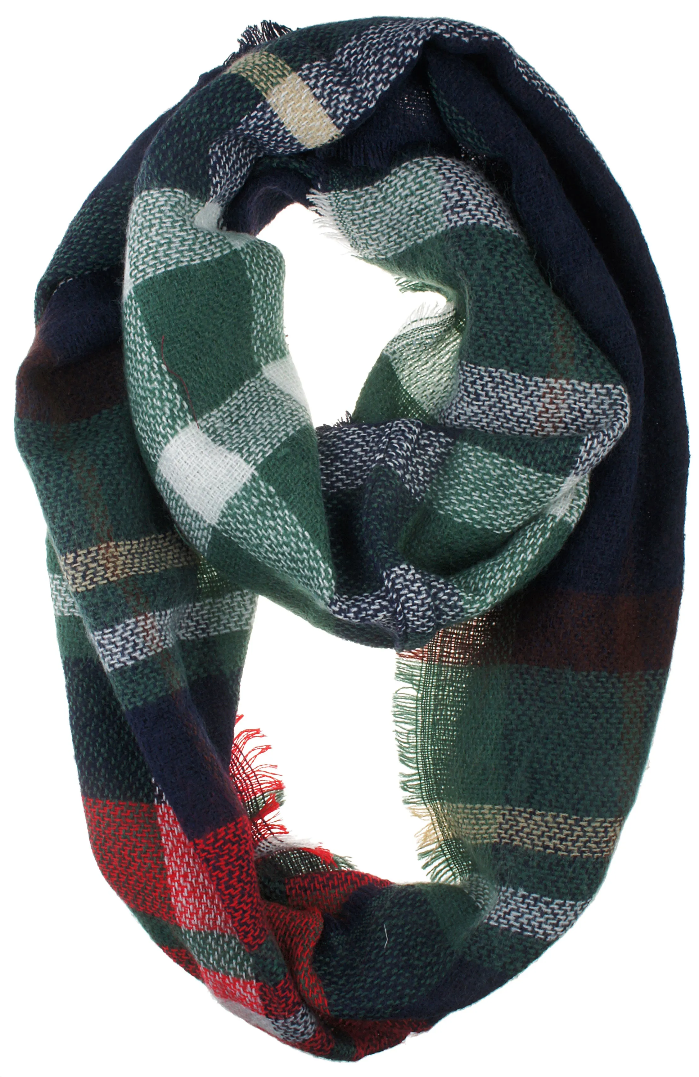 Womens Light Weight Plaid Tartan Winter Infinity Circle Loop Scarf