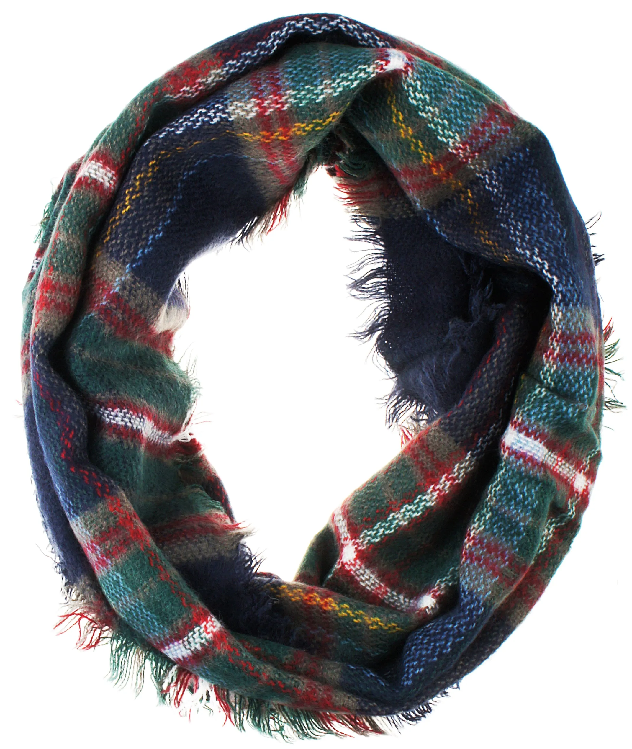 Womens Light Weight Plaid Tartan Winter Infinity Circle Loop Scarf