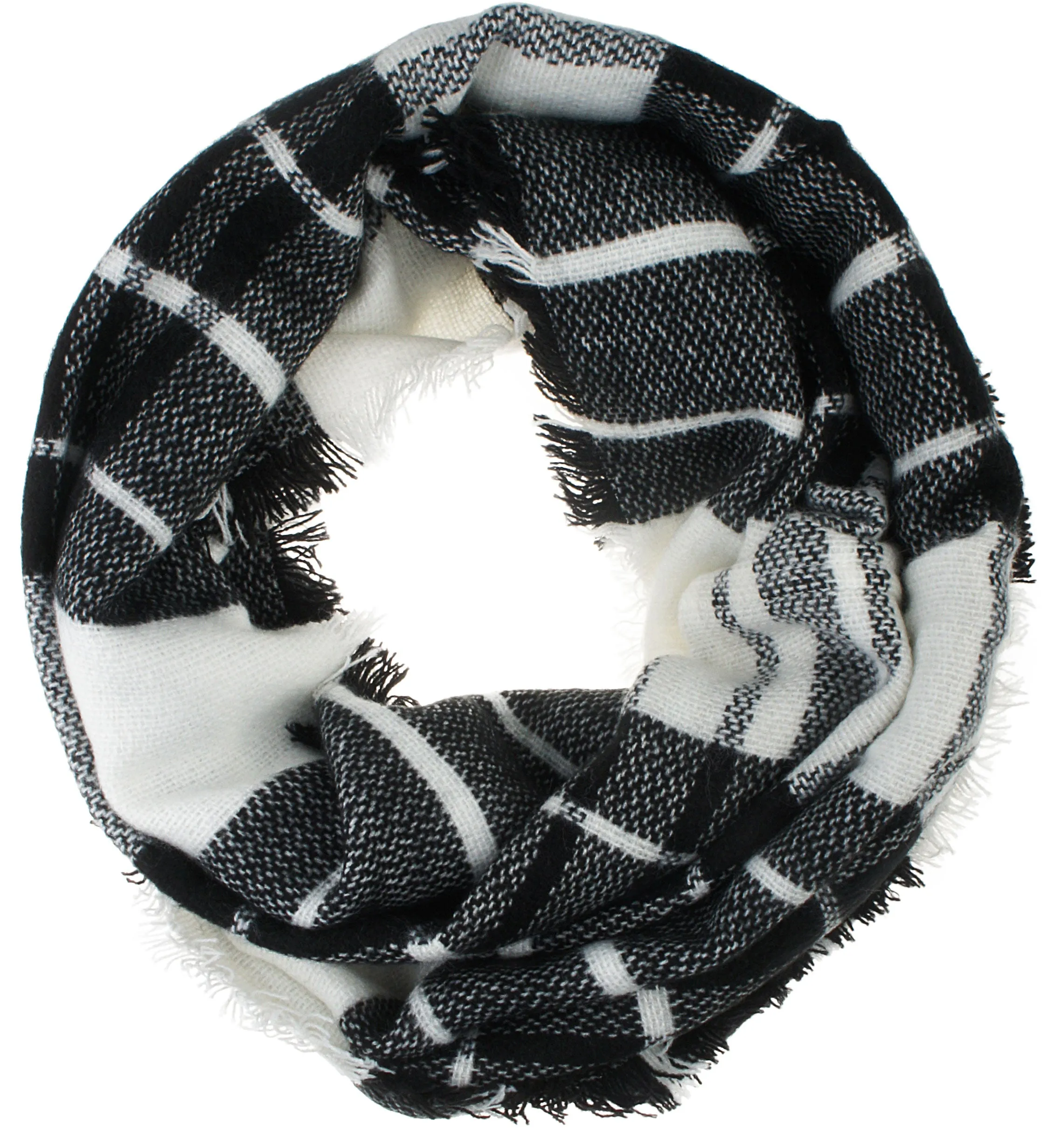 Womens Light Weight Plaid Tartan Winter Infinity Circle Loop Scarf