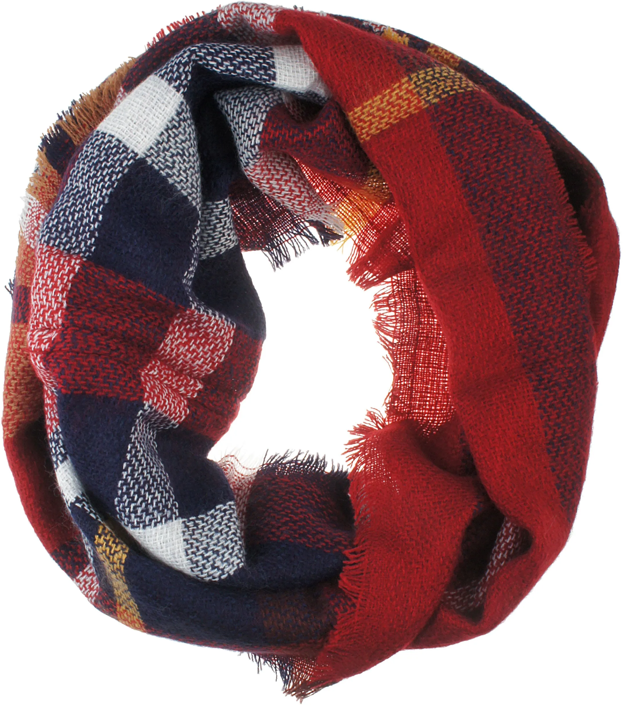 Womens Light Weight Plaid Tartan Winter Infinity Circle Loop Scarf