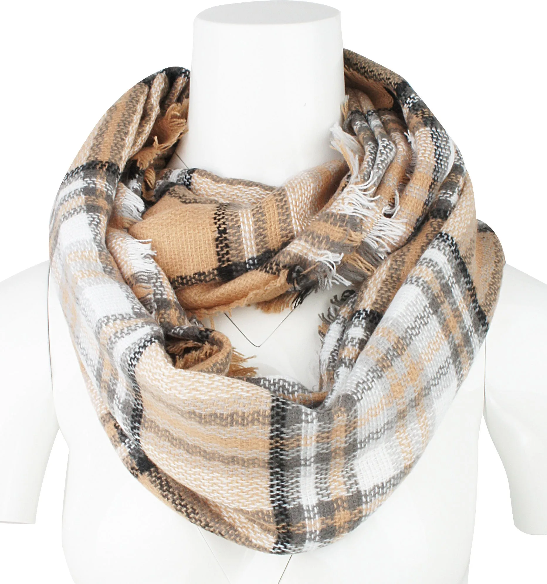 Womens Light Weight Plaid Tartan Winter Infinity Circle Loop Scarf