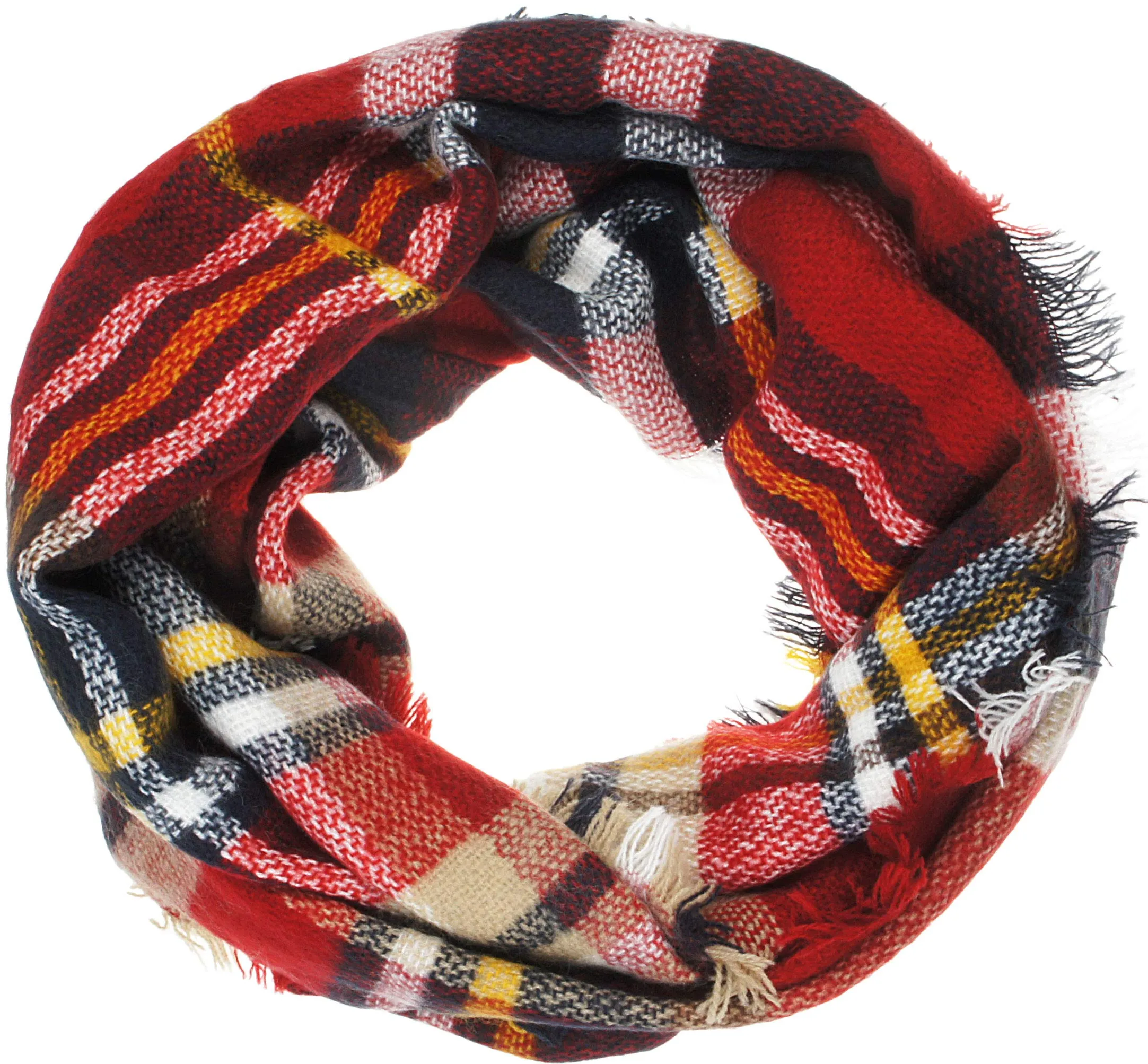 Womens Light Weight Plaid Tartan Winter Infinity Circle Loop Scarf