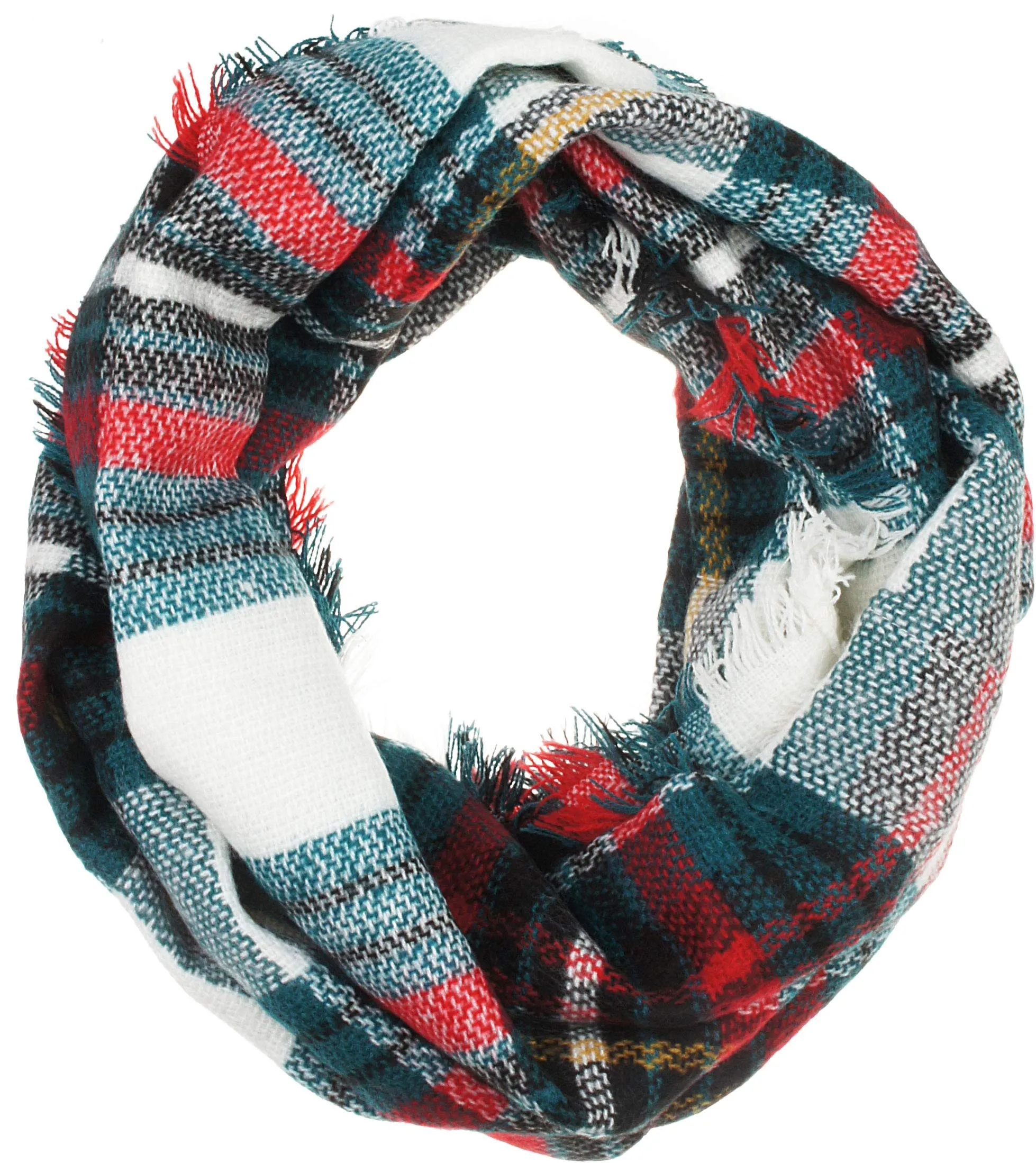 Womens Light Weight Plaid Tartan Winter Infinity Circle Loop Scarf