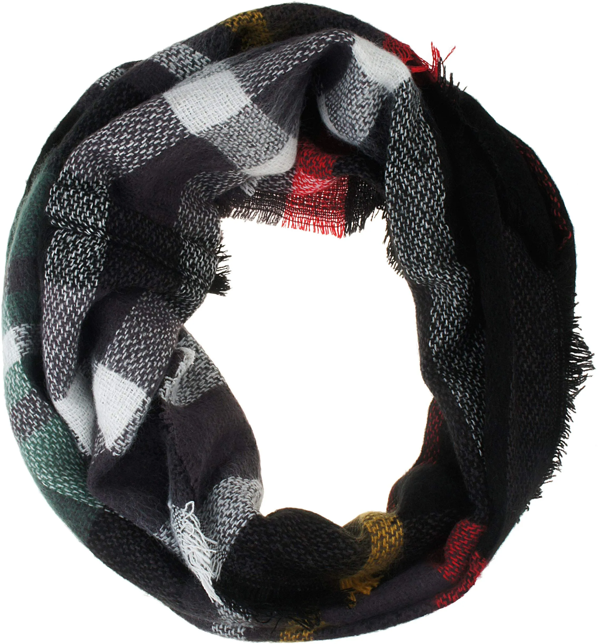 Womens Light Weight Plaid Tartan Winter Infinity Circle Loop Scarf