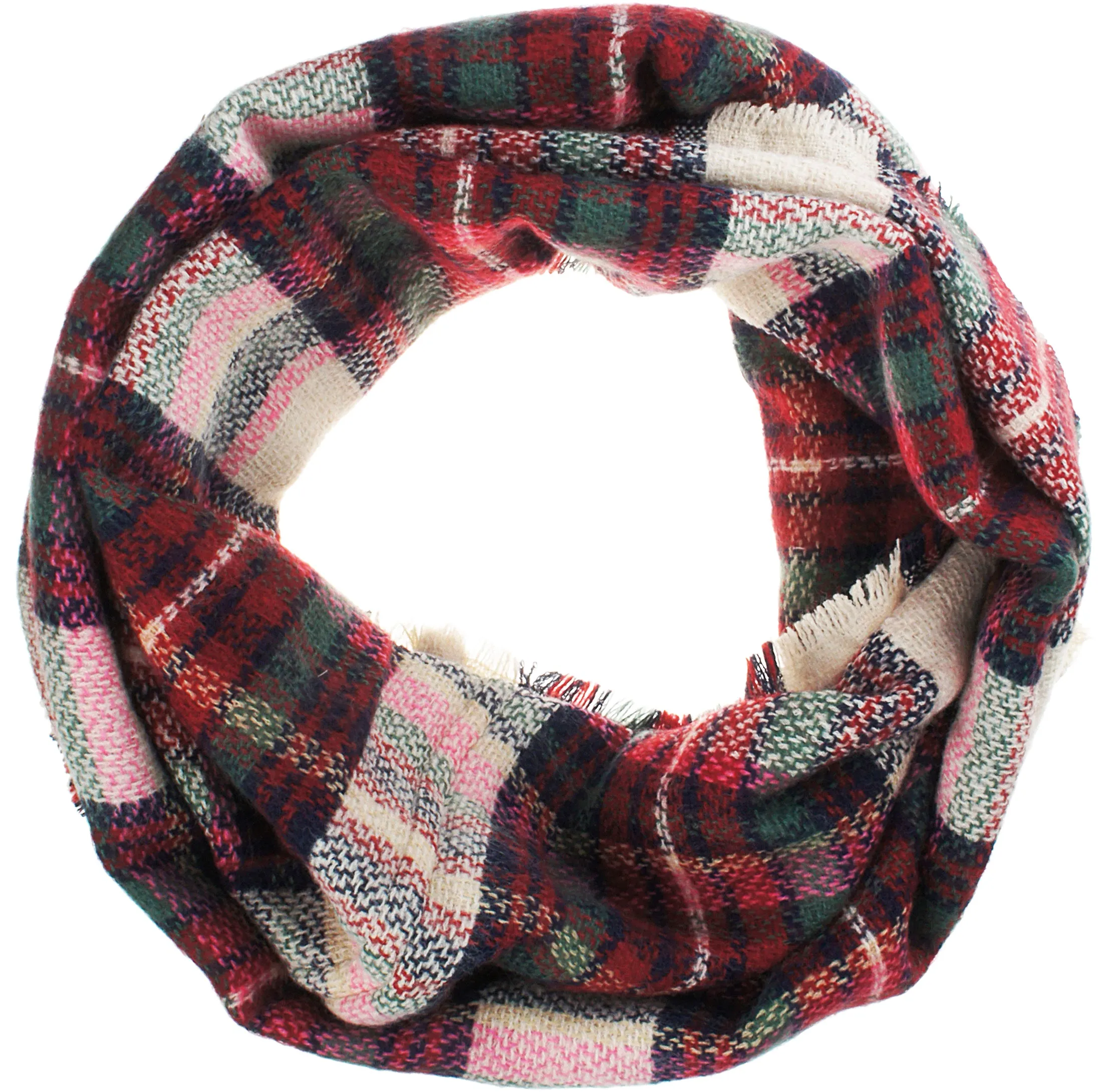 Womens Light Weight Plaid Tartan Winter Infinity Circle Loop Scarf