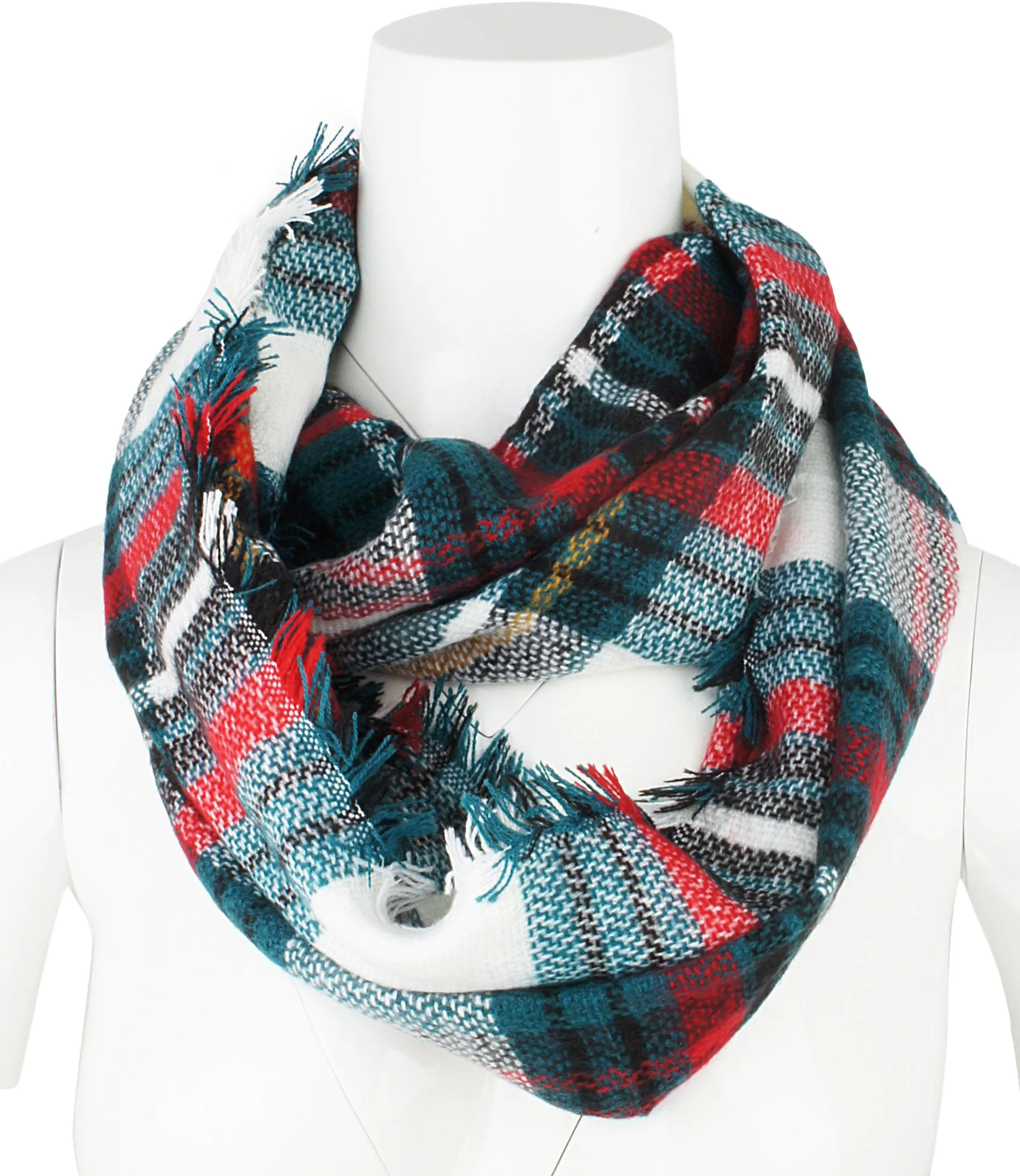 Womens Light Weight Plaid Tartan Winter Infinity Circle Loop Scarf