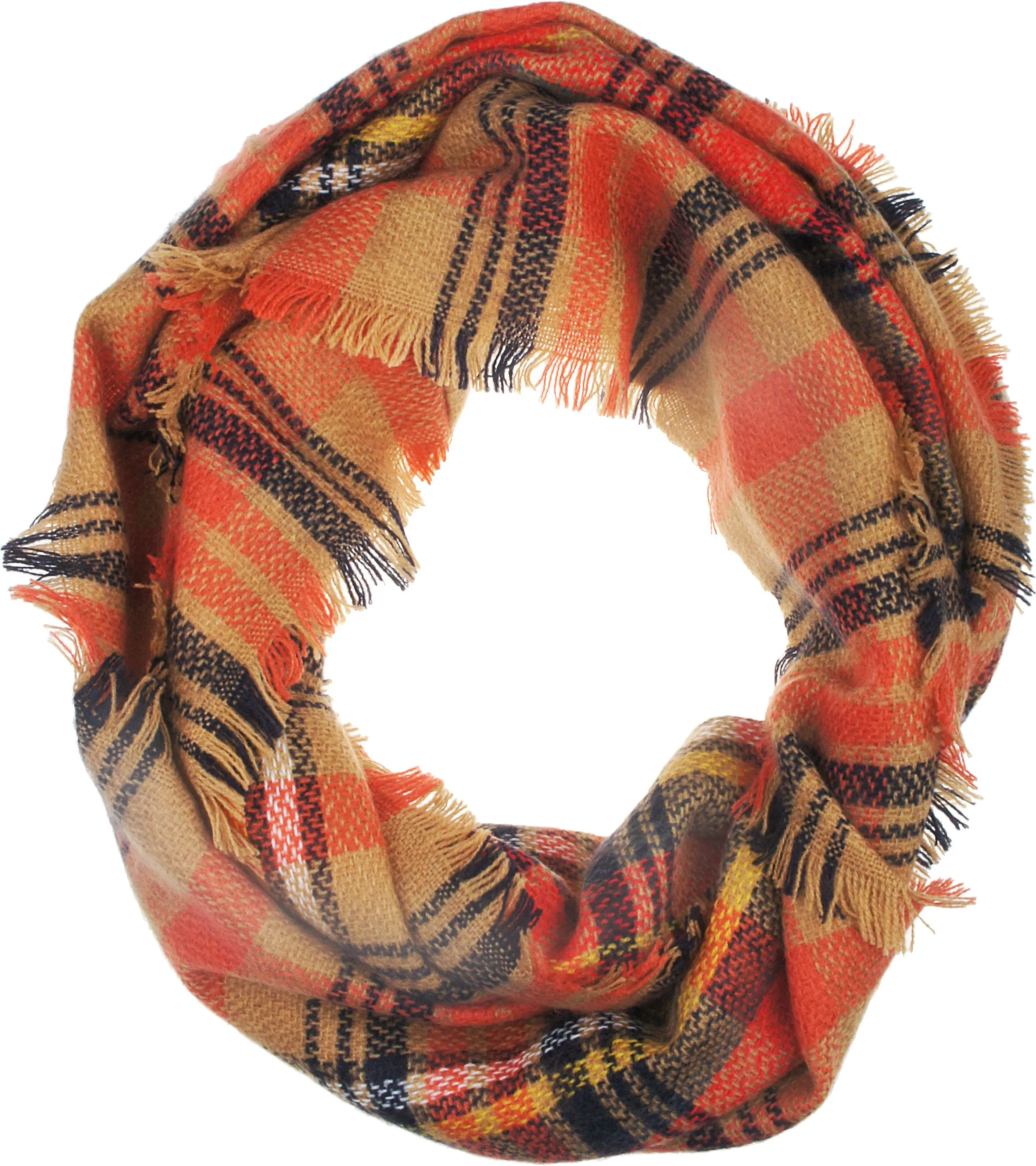 Womens Light Weight Plaid Tartan Winter Infinity Circle Loop Scarf