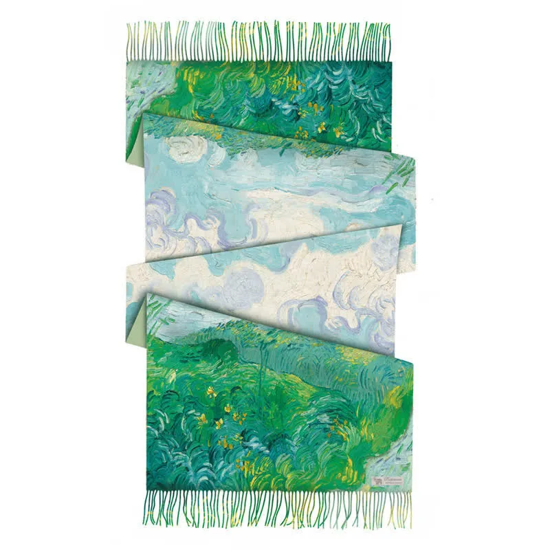 Women's Van Gogh Green Wheat Fields Warm Scarf