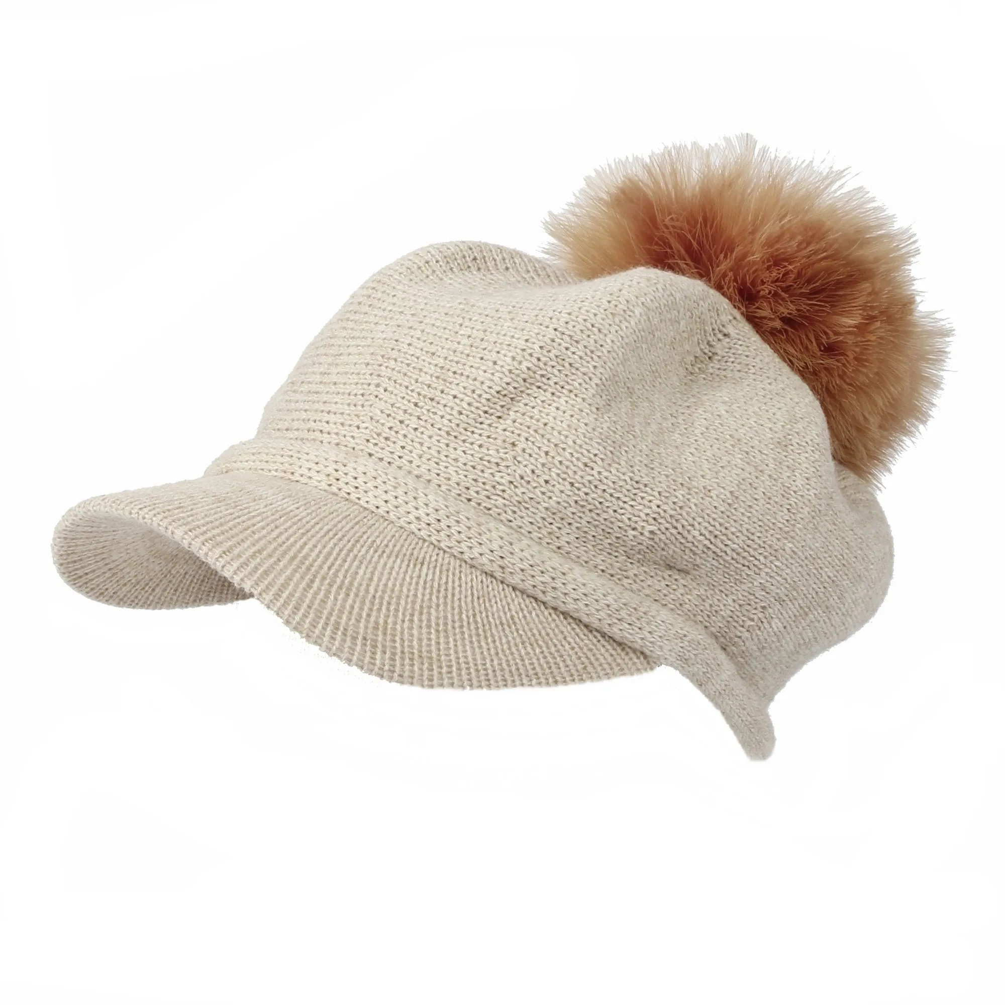 Wool Knit Visor Pom Beanie Hat Baseball Watch Cap DWR1135