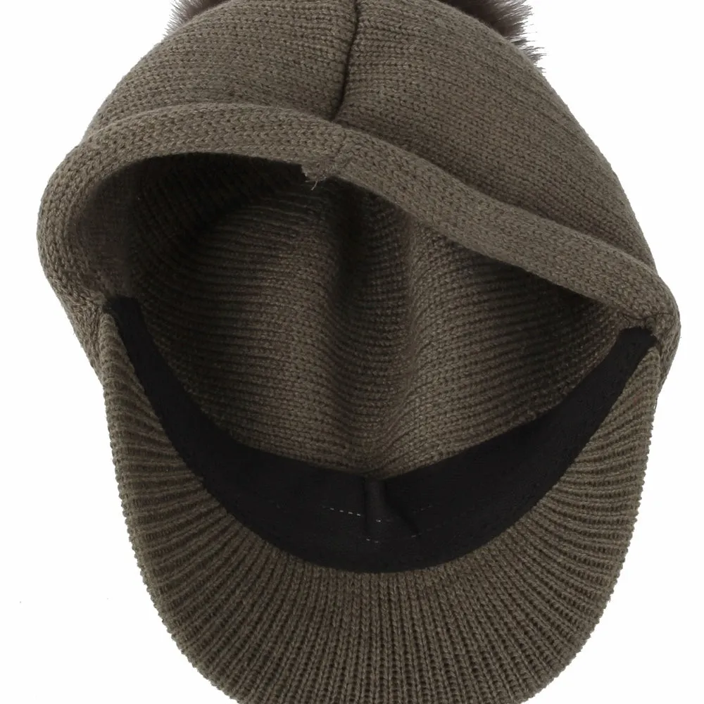 Wool Knit Visor Pom Beanie Hat Baseball Watch Cap DWR1135