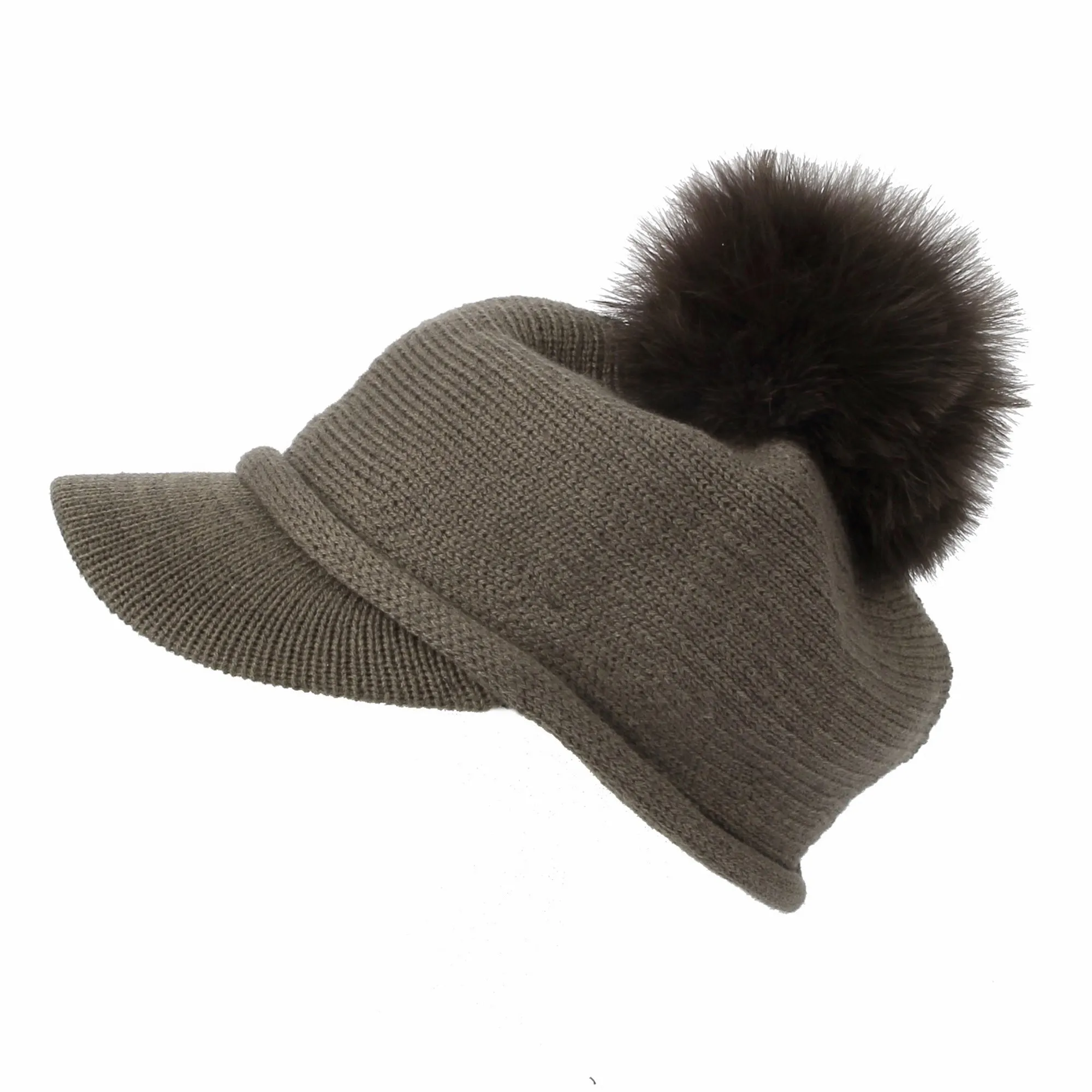 Wool Knit Visor Pom Beanie Hat Baseball Watch Cap DWR1135