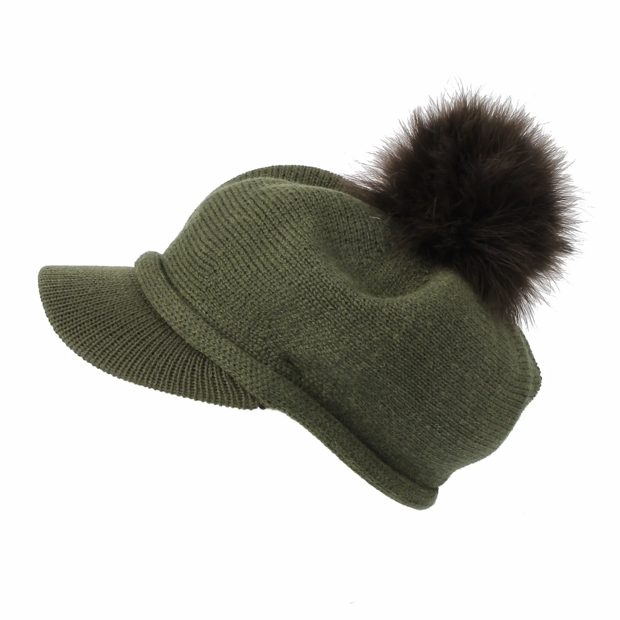 Wool Knit Visor Pom Beanie Hat Baseball Watch Cap DWR1135