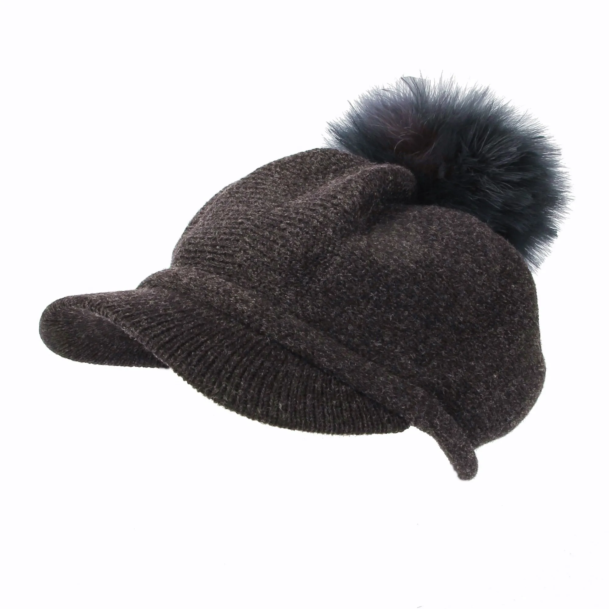 Wool Knit Visor Pom Beanie Hat Baseball Watch Cap DWR1135