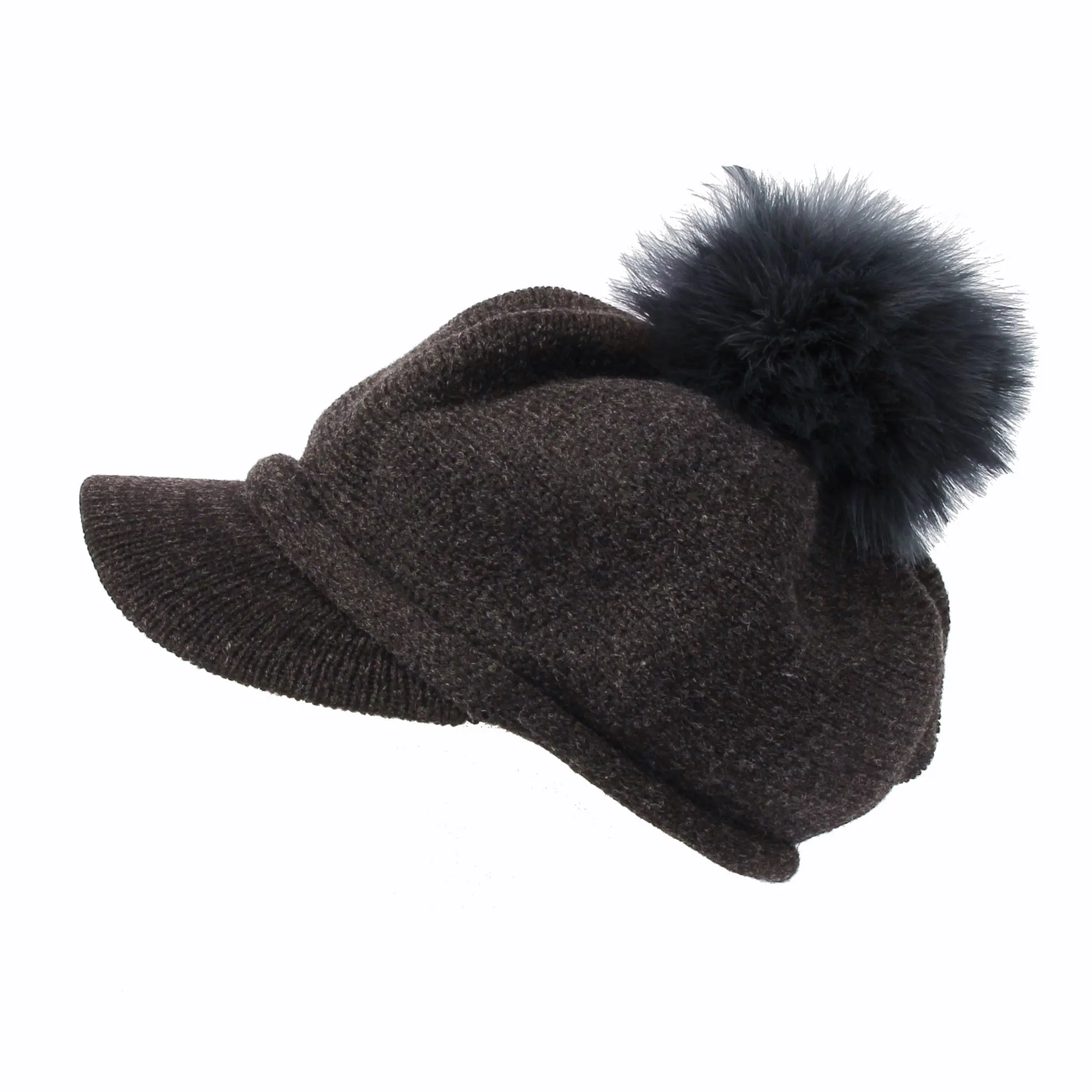 Wool Knit Visor Pom Beanie Hat Baseball Watch Cap DWR1135