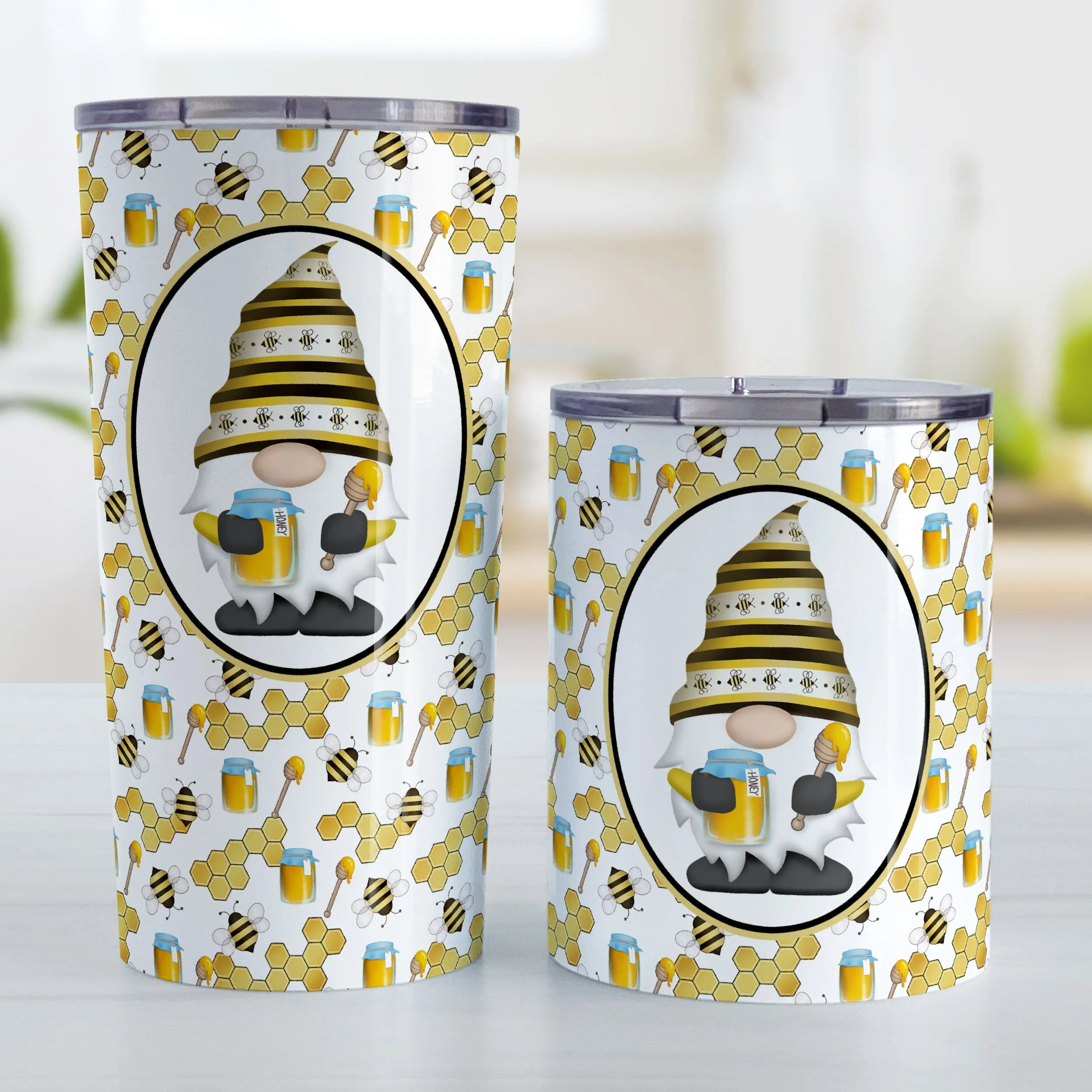 Yellow Gnome Honey Jar Bee Tumbler Cup